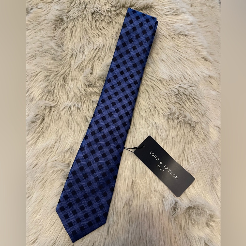 Lord & Taylor Blue Checkered Boys Tie
